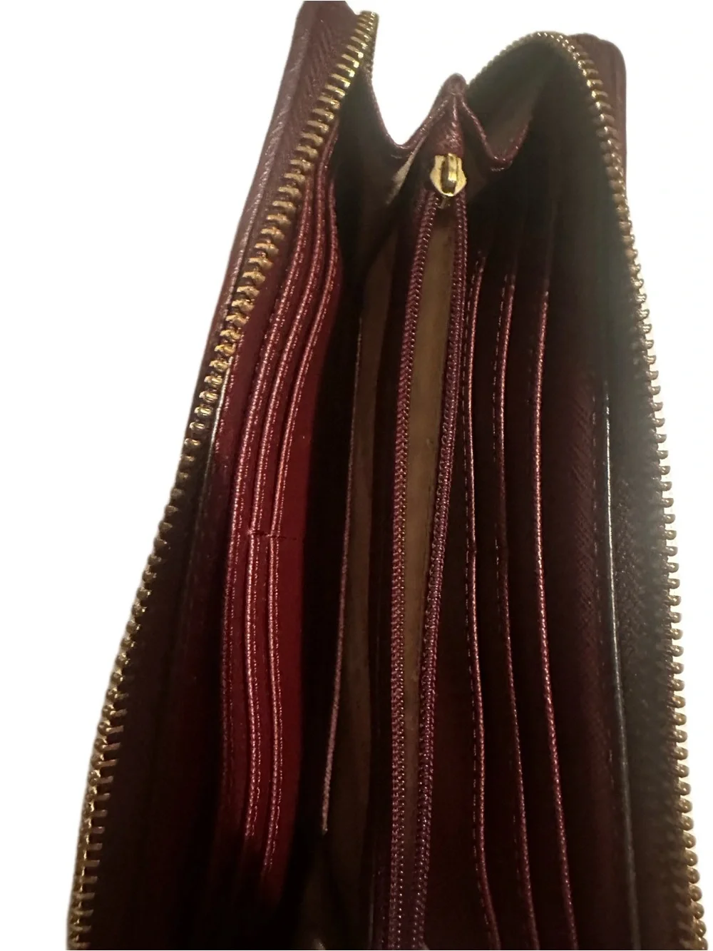 Michael Kors Burgundy Brown Monogram Zip Card Holder